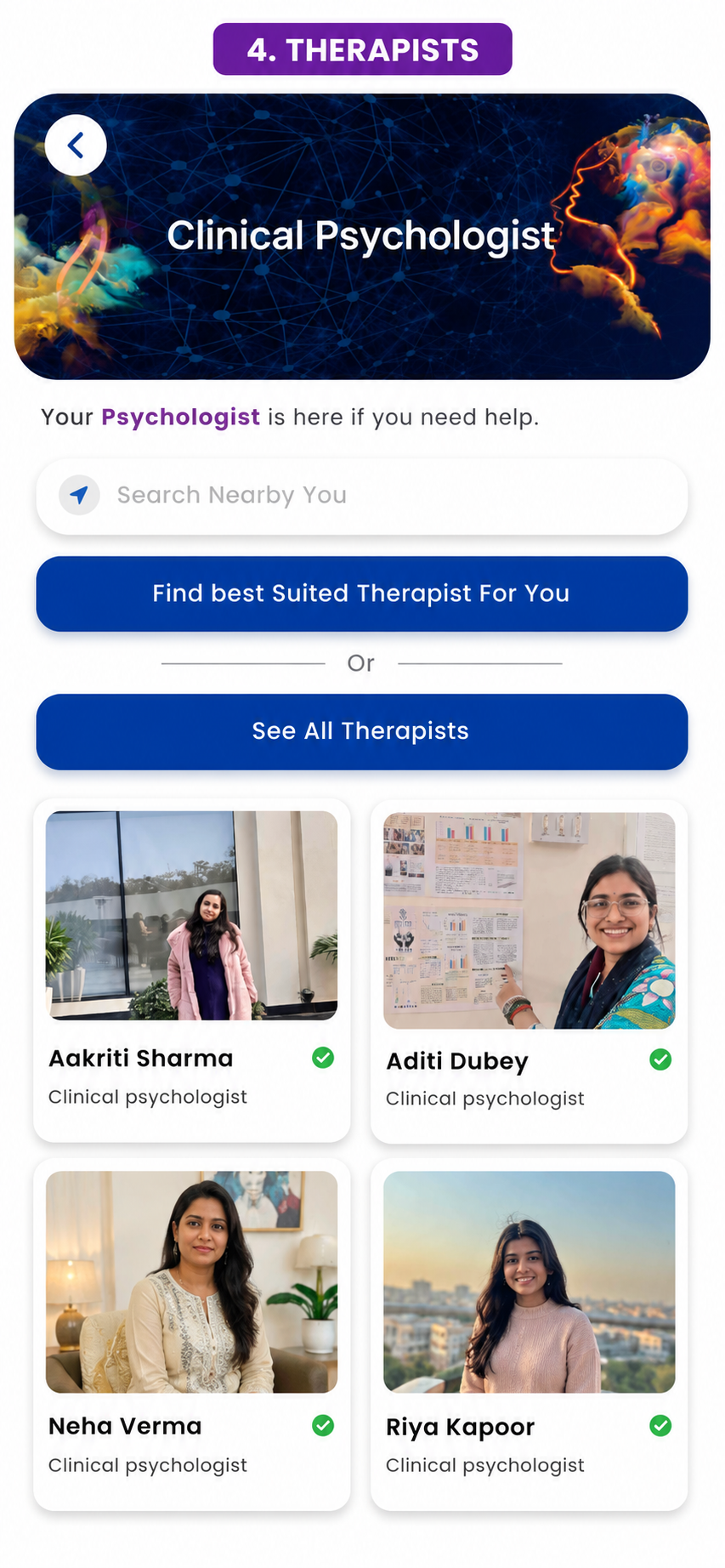 Mindsy Psychologist Selection Screen Screenshot
