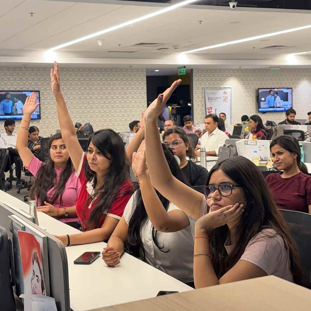 girls students raising hands